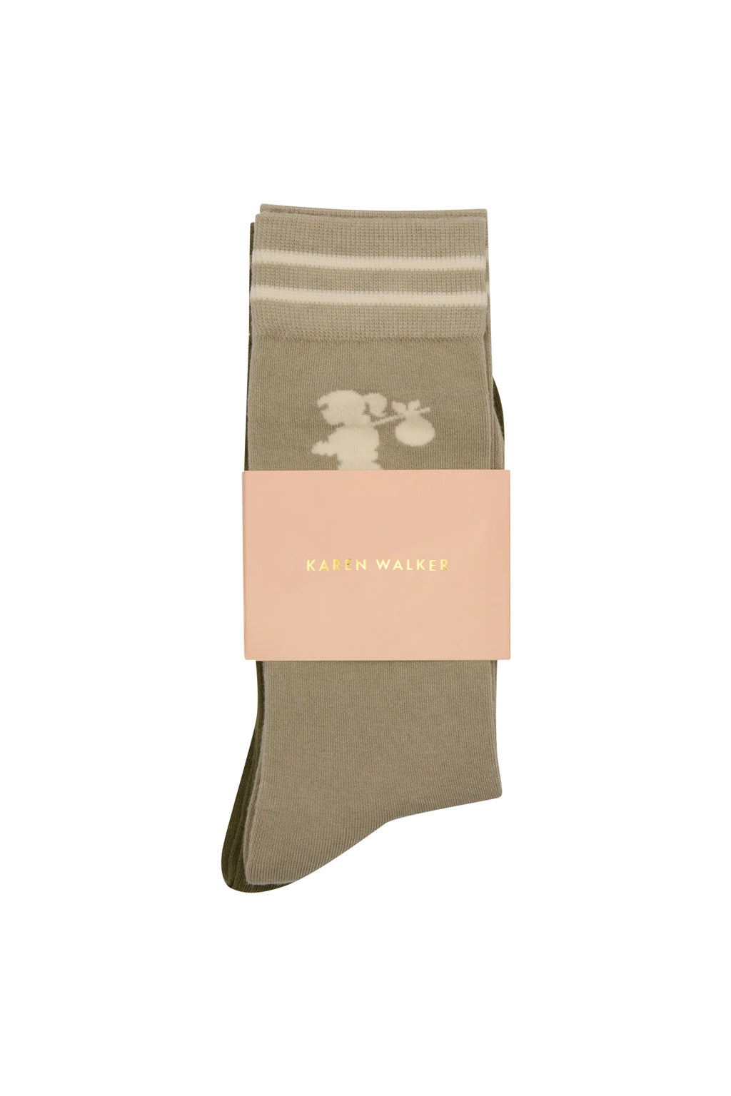KAREN WALKER RUNAWAY GIRL SOCKS / SAGE-OLIVE