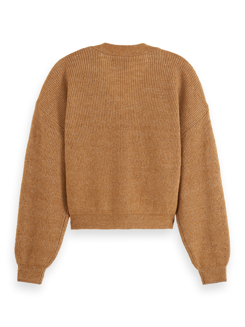 MAISON CORE FUZZY CREW NECK PULLOVER-TOBACCO