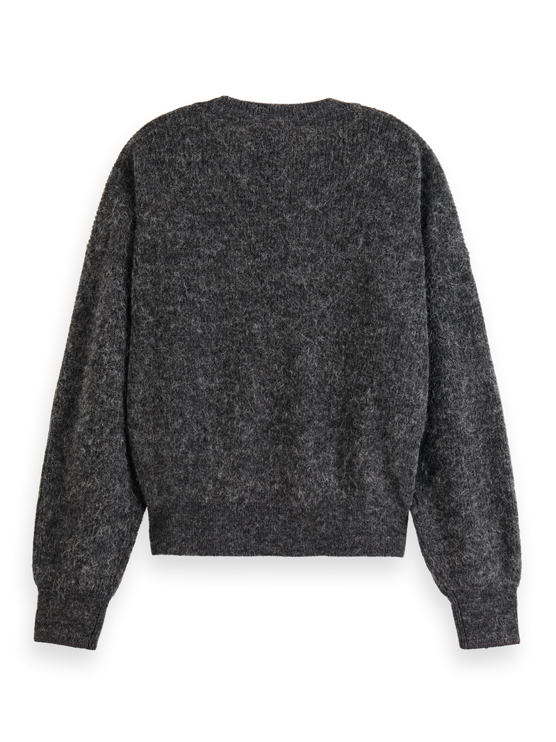 MAISON CORE FUZZY CREW NECK PULLOVER-CHARCOAL