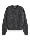 MAISON CORE FUZZY CREW NECK PULLOVER-CHARCOAL