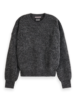 MAISON CORE FUZZY CREW NECK PULLOVER-CHARCOAL