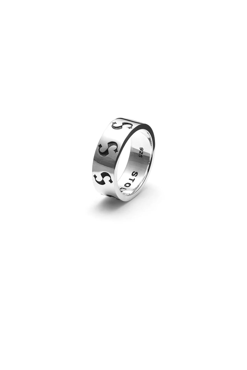 STOLEN S-LOGO IMPRINT BAND NARROW RING / N