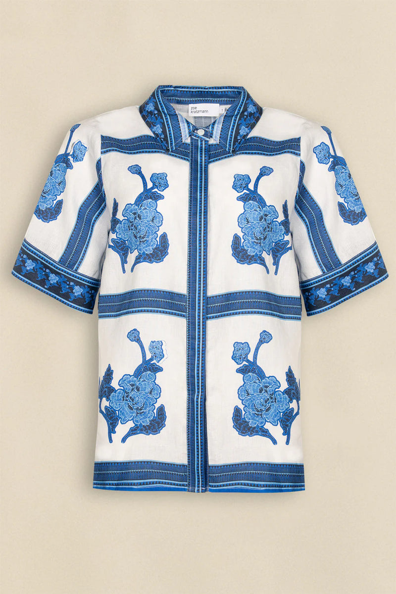 ZOE KRATZMANN PIXEL TOP-AZURE COLLAGE