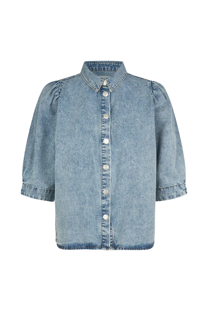 LOLLYS LAUNDRY BONO SHIRT SS-WASHED DENIM