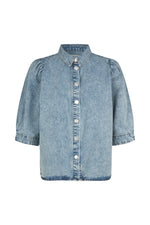 LOLLYS LAUNDRY BONO SHIRT SS-WASHED DENIM