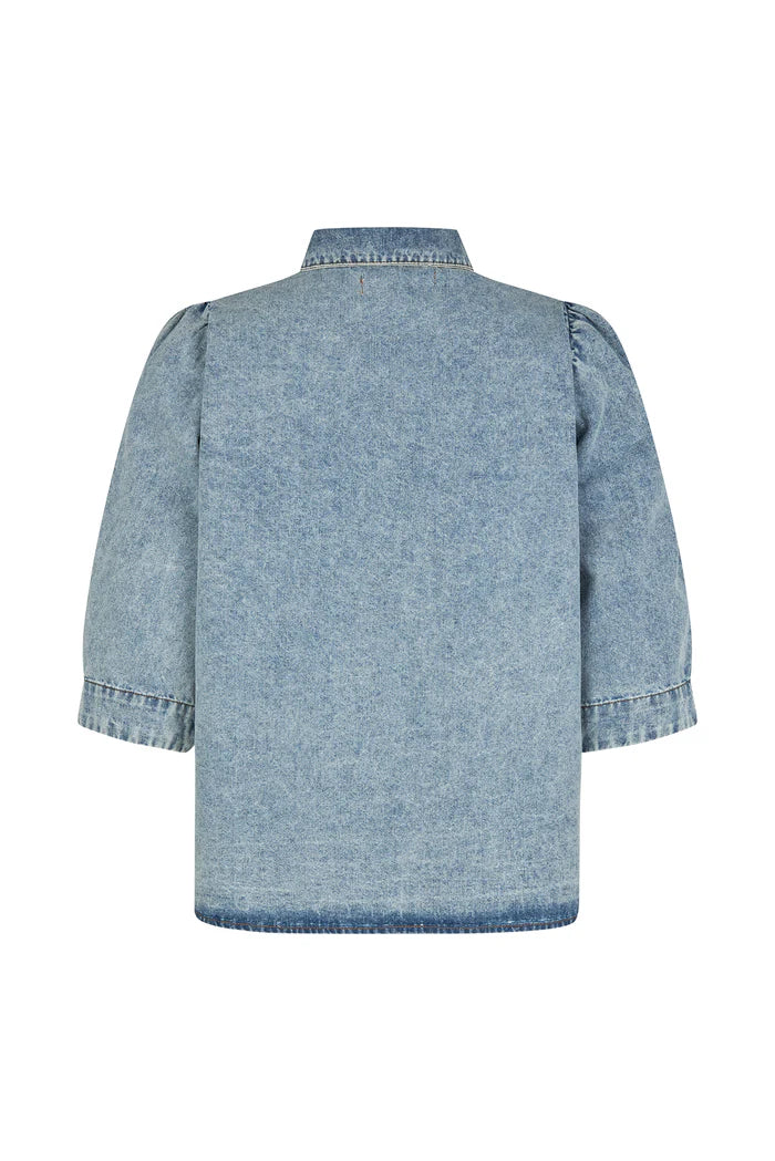 LOLLYS LAUNDRY BONO SHIRT SS-WASHED DENIM