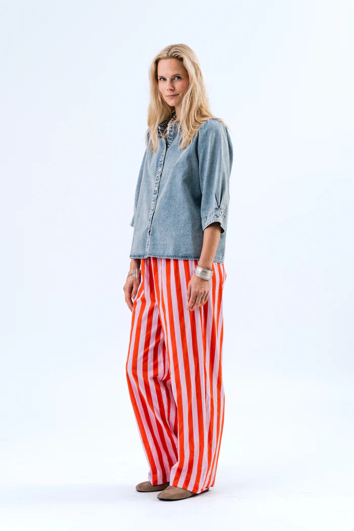 LOLLYS LAUNDRY BONO SHIRT SS-WASHED DENIM