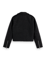 MAISON BOUCLE TWEED BIKER JACKET-BLACK