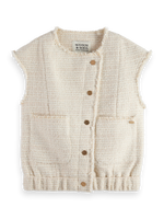 MAISON BOUCLE TWEED COLLARLESS GILET