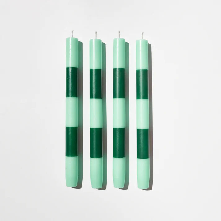 FAZEEK STRIPED DINNER CANDLES-JADE&GREEN