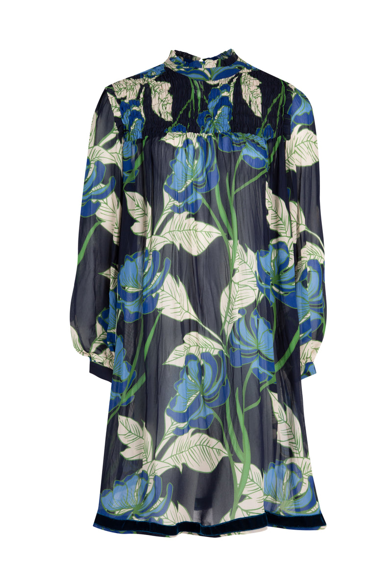 COOPER SHIRR PERFECTION DRESS-NAVY FLORAL
