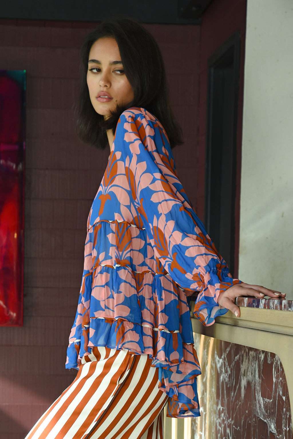 COOPER FLOAT OF ARMS TOP-BLUE/PINK MULTI