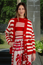 COOPER I DON'T STRIPE CARDIGAN-RED/VINTAGE STRIPE
