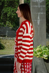 COOPER I DON'T STRIPE CARDIGAN-RED/VINTAGE STRIPE
