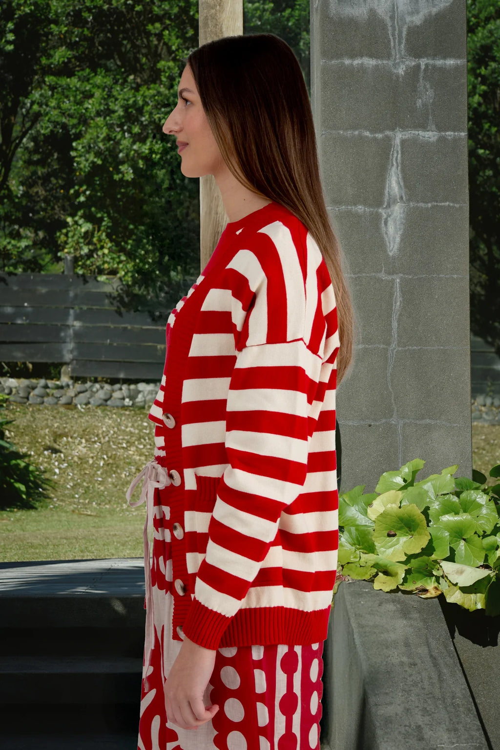 COOPER I DON'T STRIPE CARDIGAN-RED/VINTAGE STRIPE