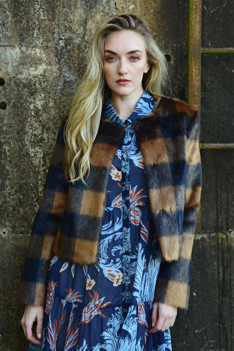 COOP CRAZY FUR YOU JACKET-NAVY CHECK