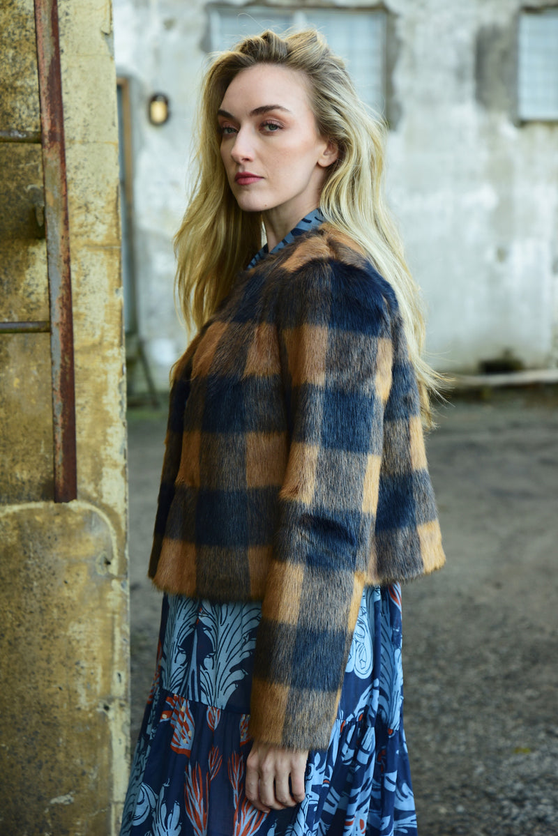 COOP CRAZY FUR YOU JACKET-NAVY CHECK