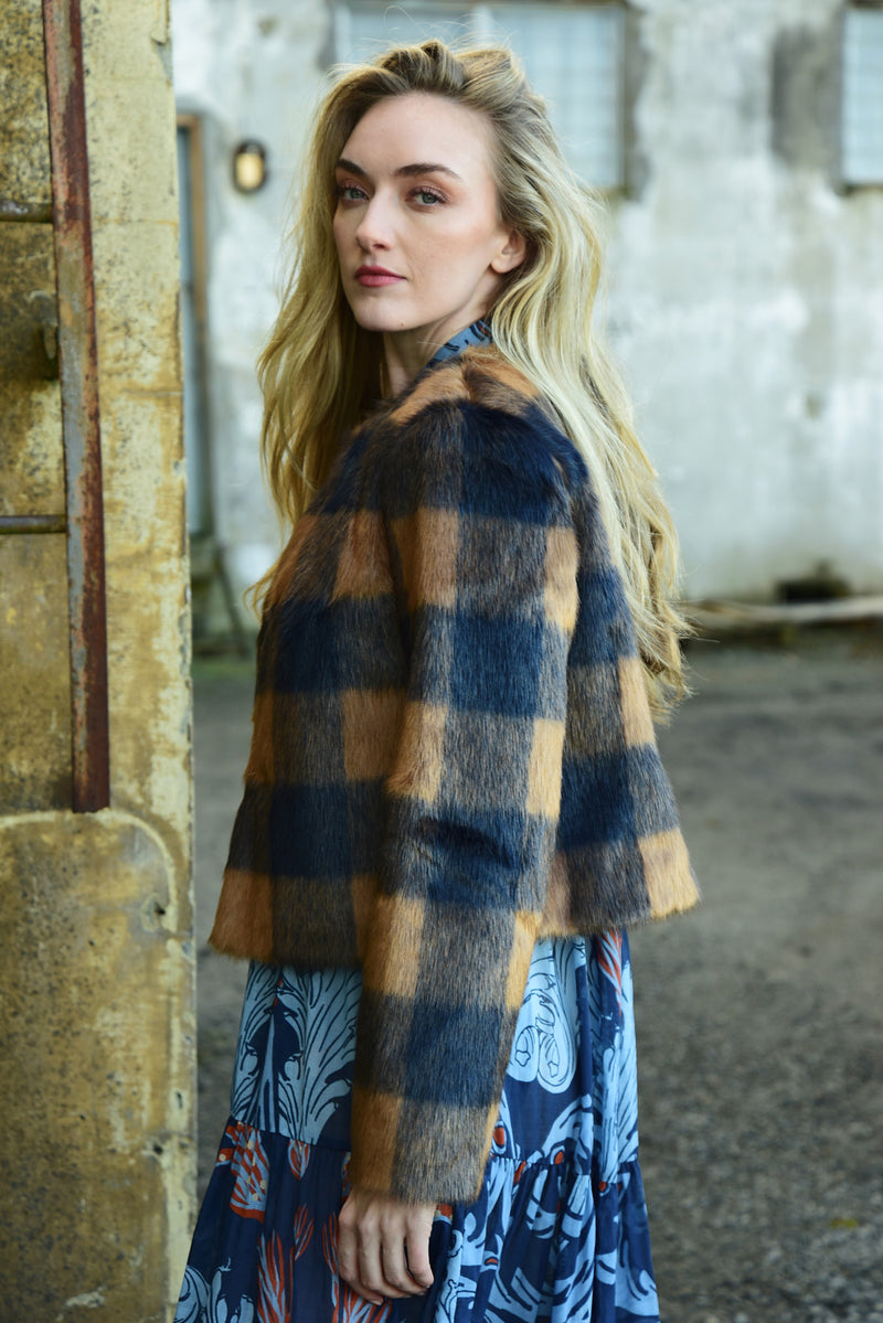 COOP CRAZY FUR YOU JACKET-NAVY CHECK