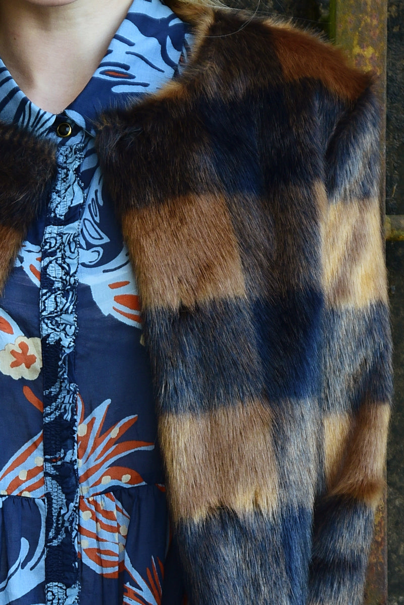 COOP CRAZY FUR YOU JACKET-NAVY CHECK
