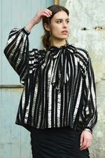 COOP JUST BOW WITH IT BLOUSE-BLACK/SILVER