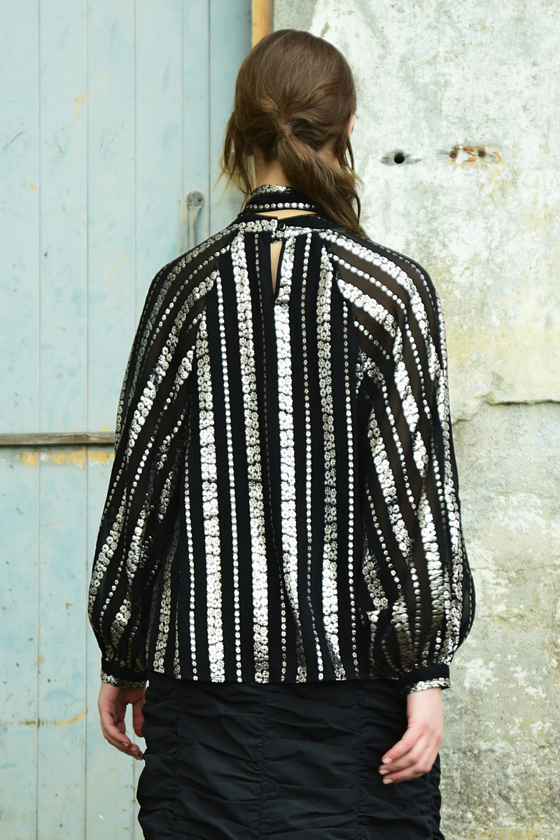 COOP JUST BOW WITH IT BLOUSE-BLACK/SILVER