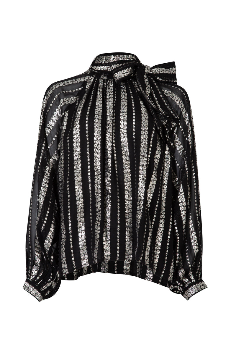 COOP JUST BOW WITH IT BLOUSE-BLACK/SILVER
