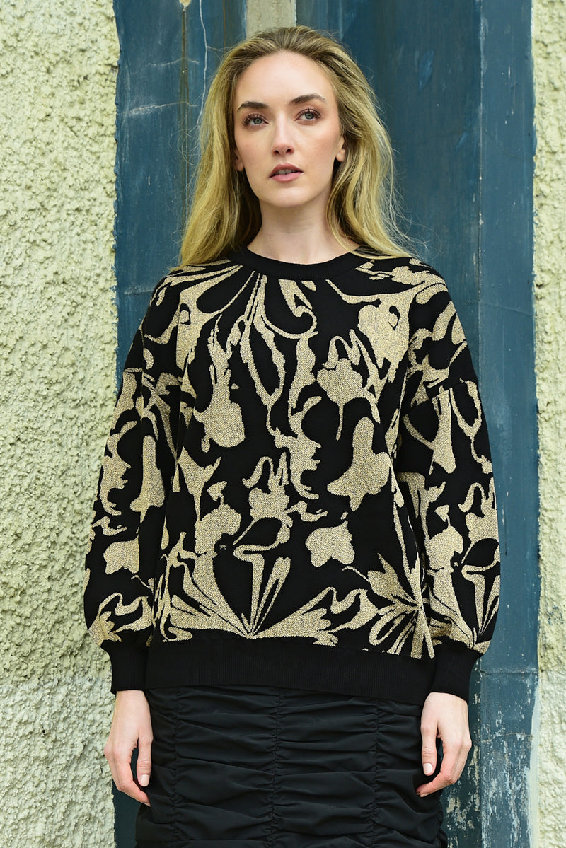 COOP MAKE KNIT HAPPEN SWEATER-BLACK/GOLD