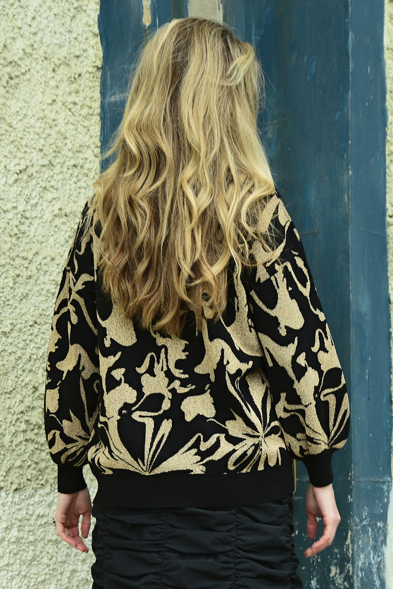 COOP MAKE KNIT HAPPEN SWEATER-BLACK/GOLD