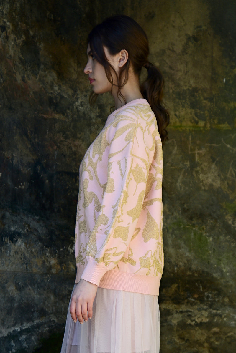 COOP MAKE KNIT HAPPEN SWEATER-PINK/GOLD