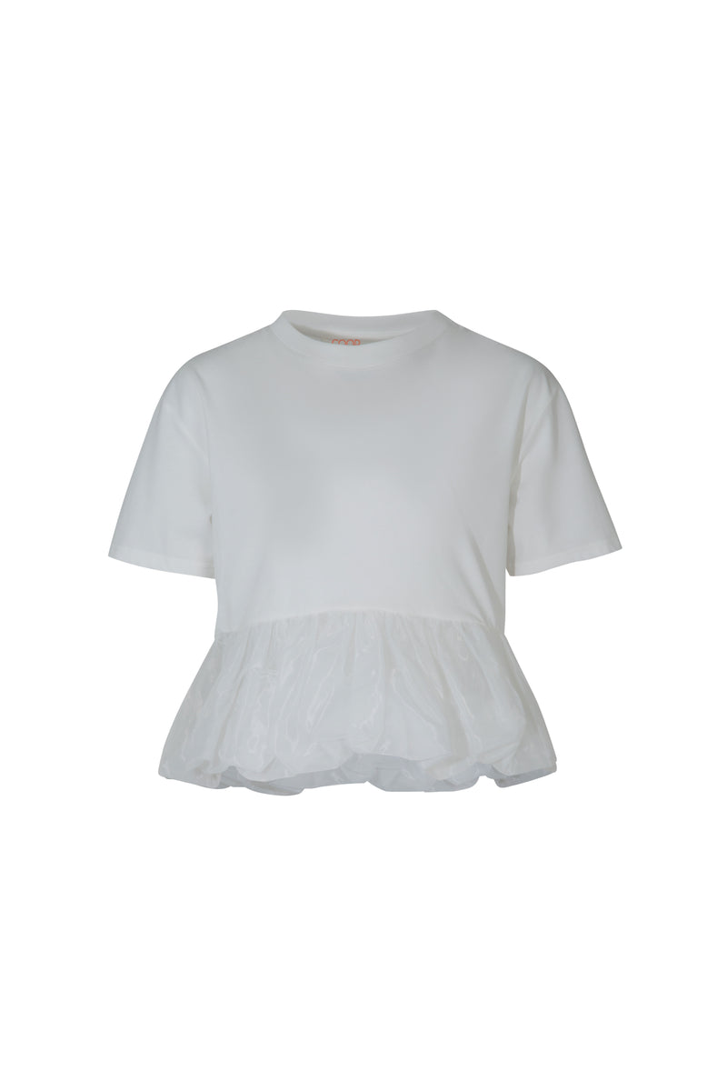 COOP SOLAR PEPLUM TOP-WHITE