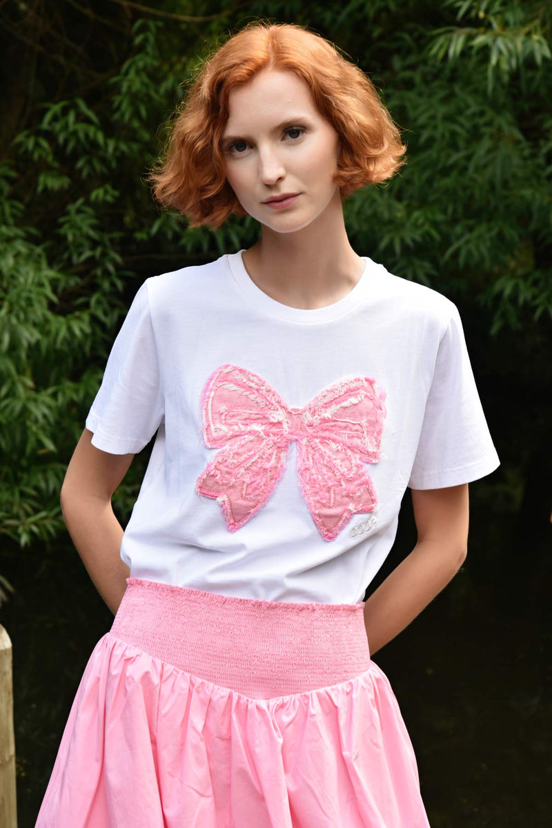 COOP SIMPLY BOWTIFUL T-SHIRT - WHITE/PINK