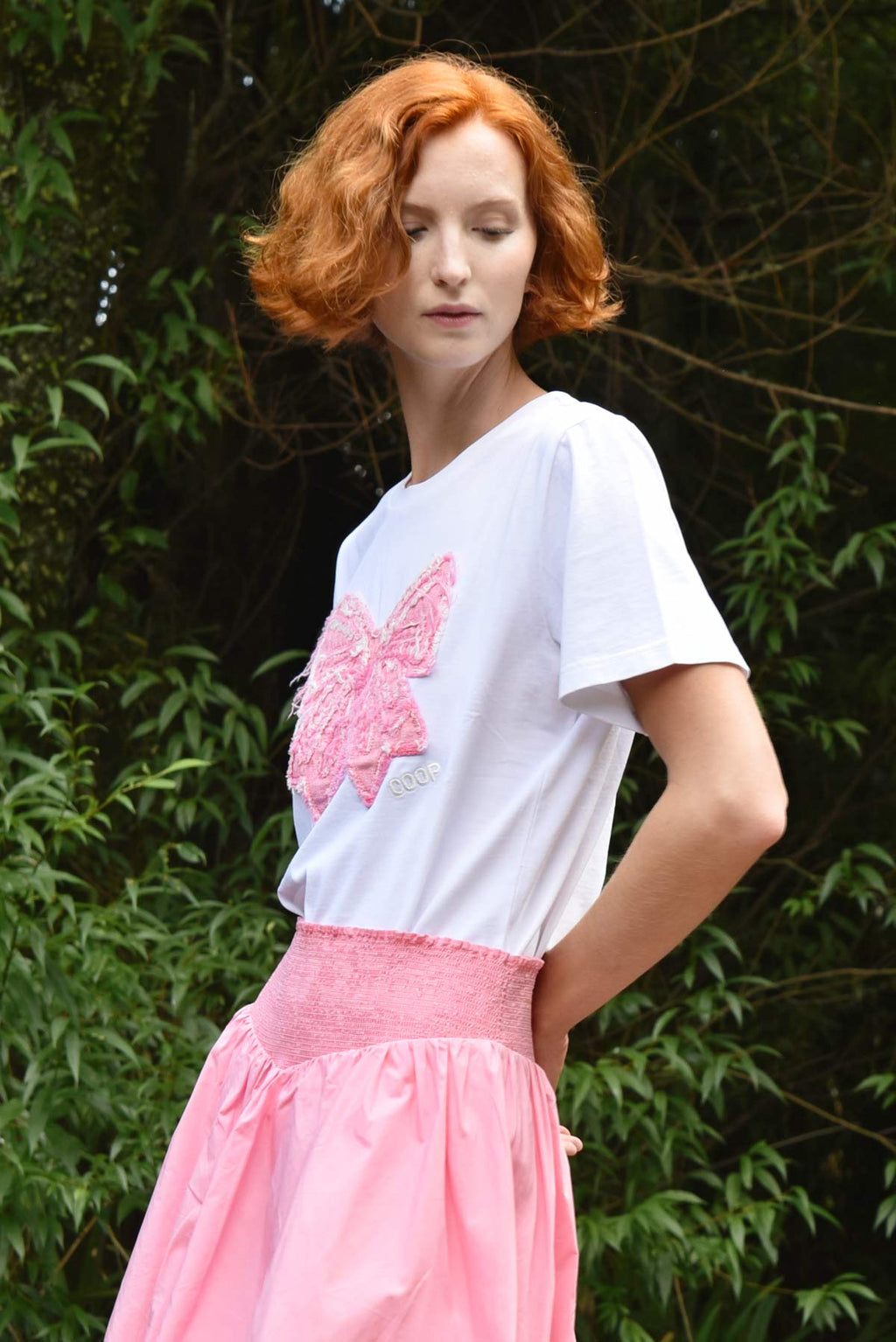 COOP SIMPLY BOWTIFUL T-SHIRT - WHITE/PINK