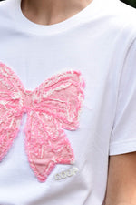 COOP SIMPLY BOWTIFUL T-SHIRT - WHITE/PINK