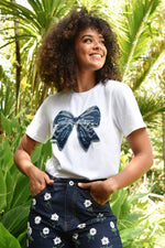 COOP SIMPLY BOWTIFUL T-SHIRT-WHITE & DENIM