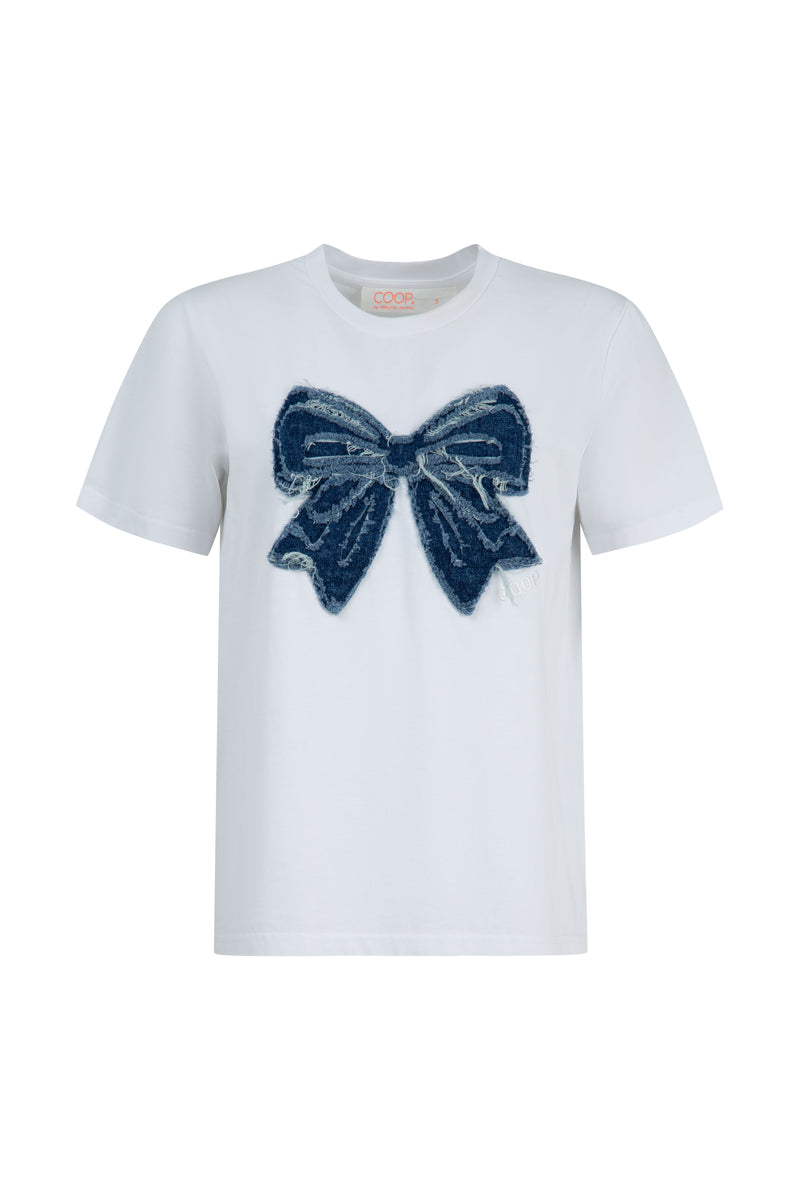 COOP SIMPLY BOWTIFUL T-SHIRT-WHITE & DENIM