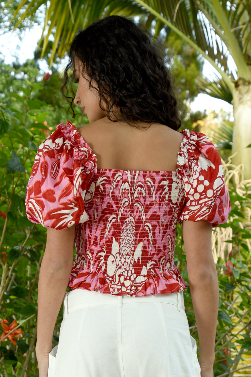 COOP SHIRRED TIME LUCKY TOP-PINK&RED