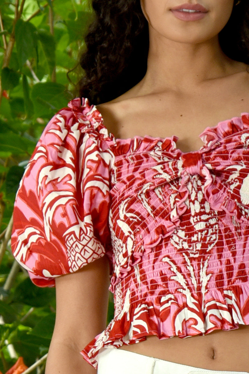 COOP SHIRRED TIME LUCKY TOP-PINK&RED