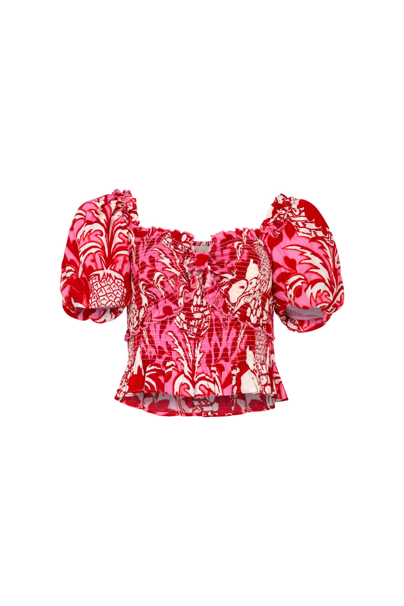 COOP SHIRRED TIME LUCKY TOP-PINK&RED