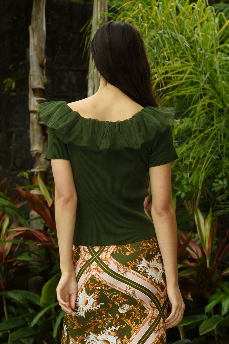 COOP STAY TULLE TOP-OLIVE