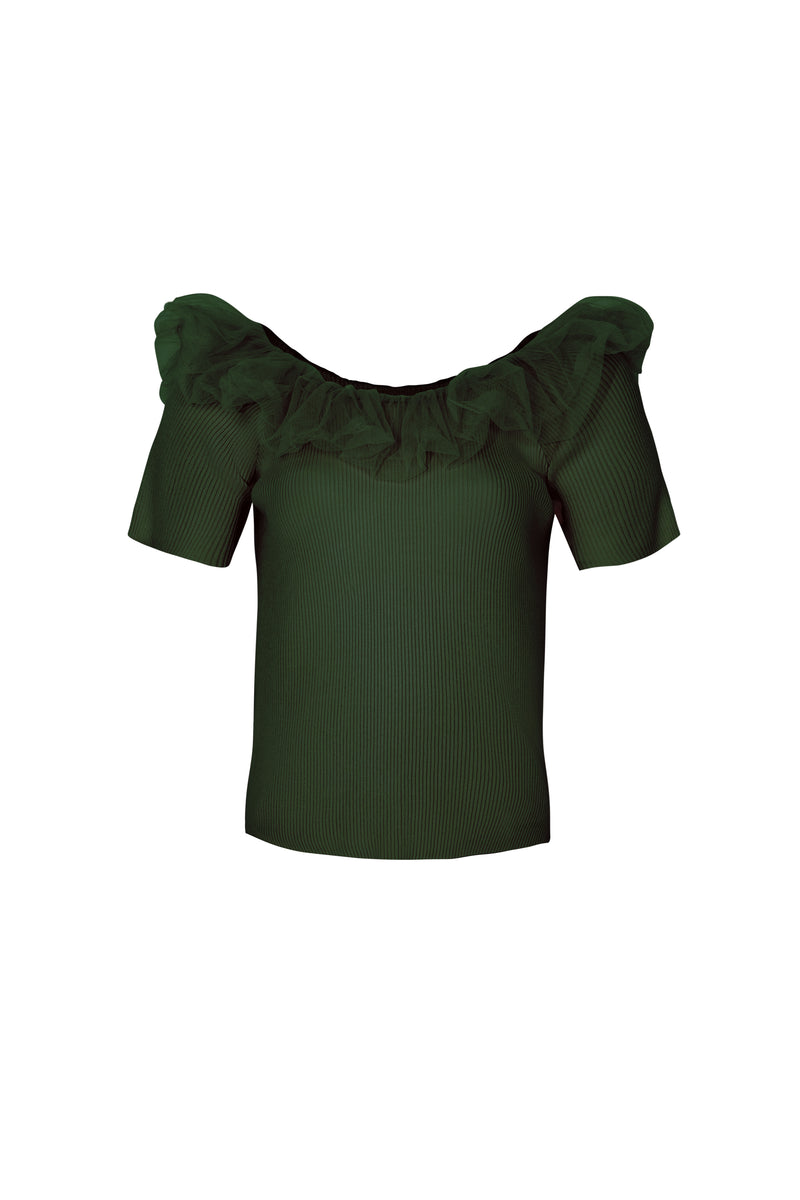 COOP STAY TULLE TOP-OLIVE