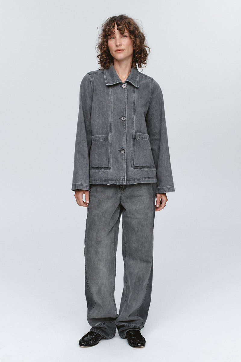 MARLE CROPPED PEA JACKET-STONE