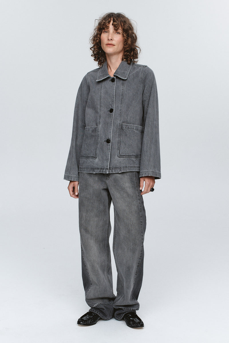 MARLE CROPPED PEA JACKET-STONE