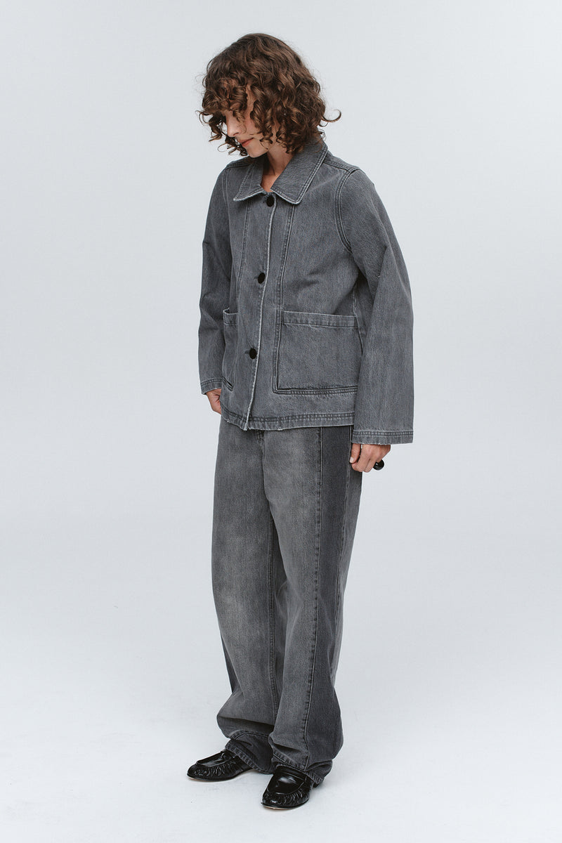 MARLE CROPPED PEA JACKET-STONE