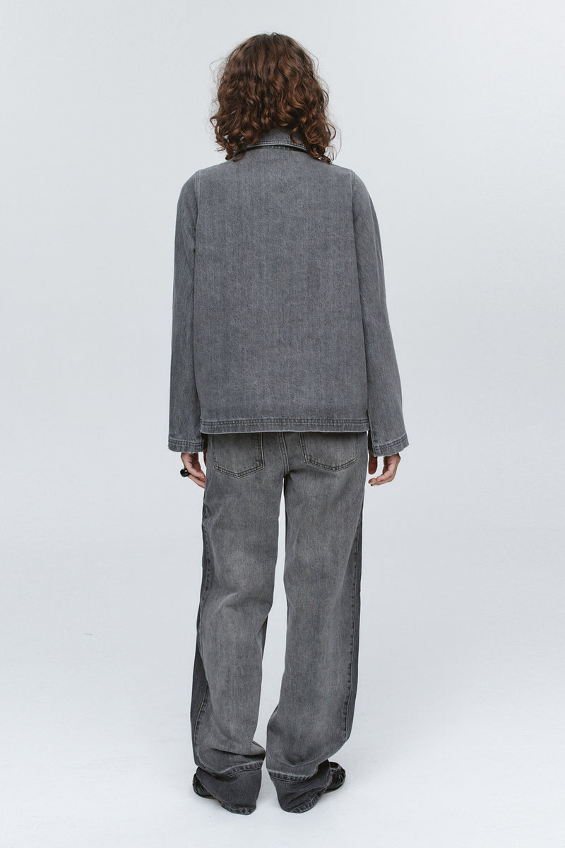 MARLE CROPPED PEA JACKET-STONE