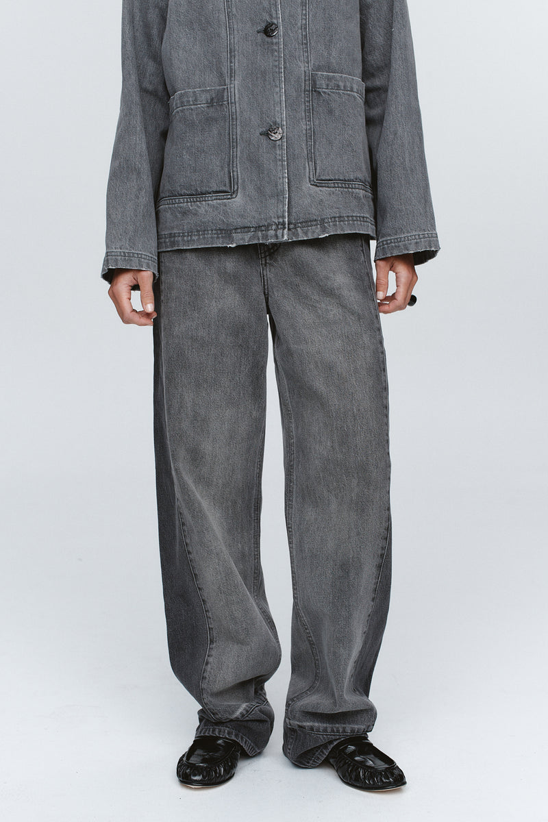 MARLE CROPPED PEA JACKET-STONE
