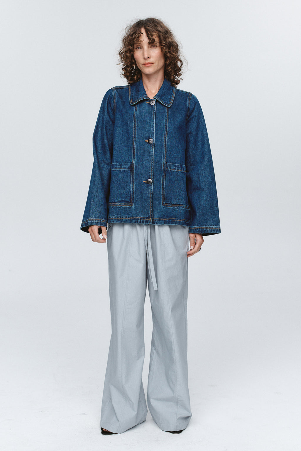 MARLE CROPPED PEA JACKET-WASHED INDIGO
