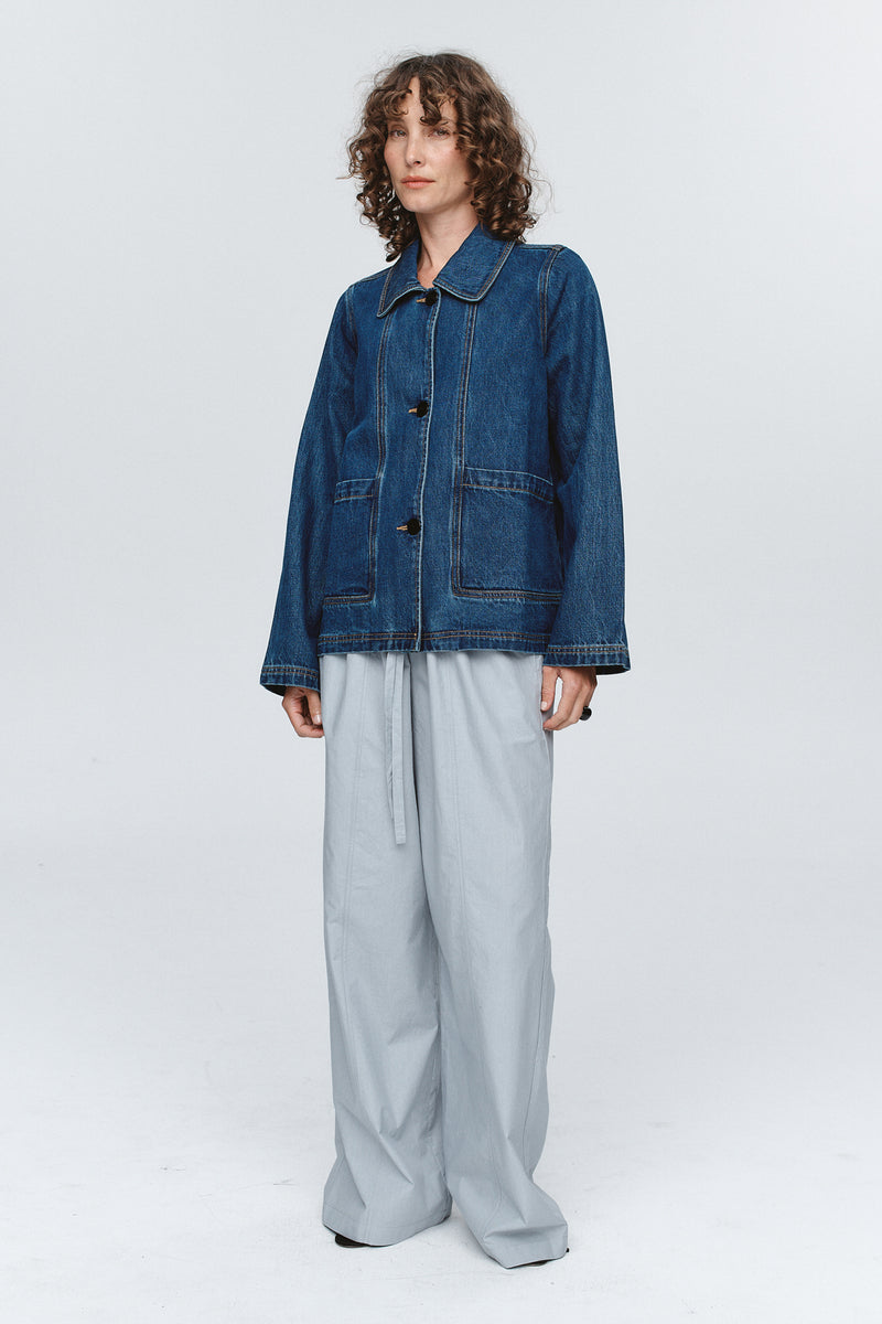 MARLE CROPPED PEA JACKET-WASHED INDIGO