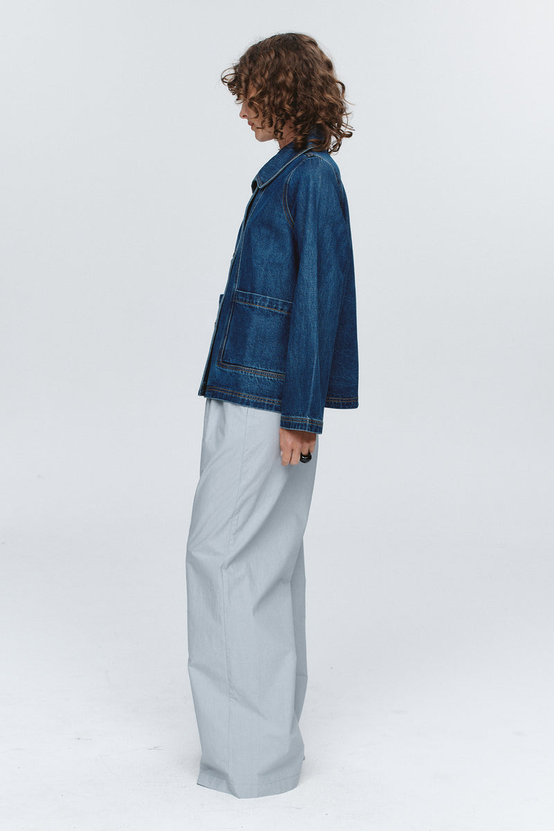MARLE CROPPED PEA JACKET-WASHED INDIGO
