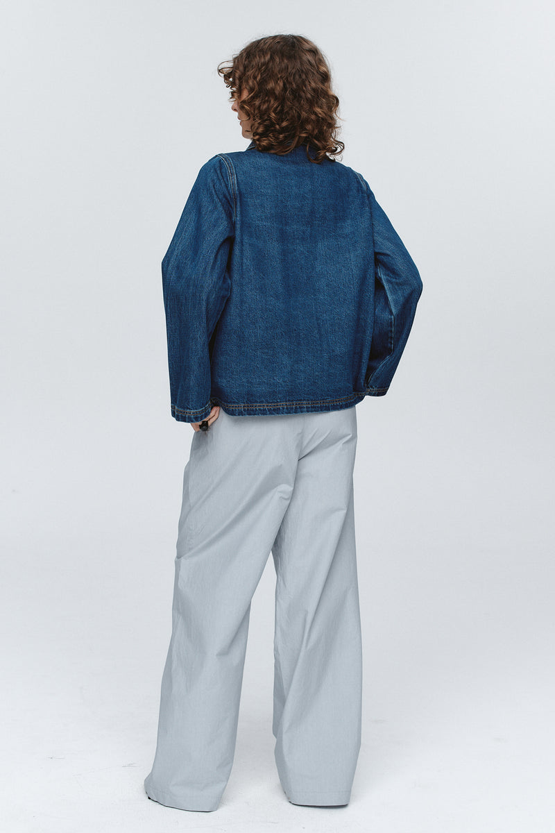 MARLE CROPPED PEA JACKET-WASHED INDIGO