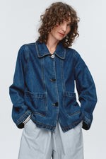 MARLE CROPPED PEA JACKET-WASHED INDIGO